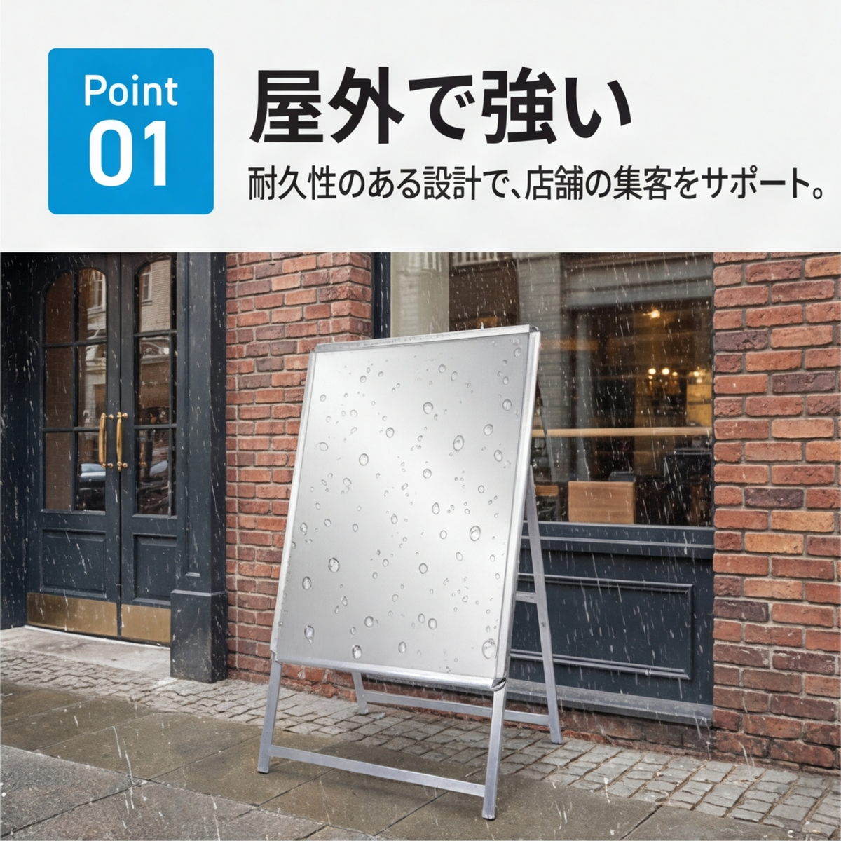 A型スタンド看板 B1 片面 屋外対応 防風 風対策セット 付属品付き 2点セット シルバー ブラック 木目 店舗用看板 2SET-JC-B1-S
