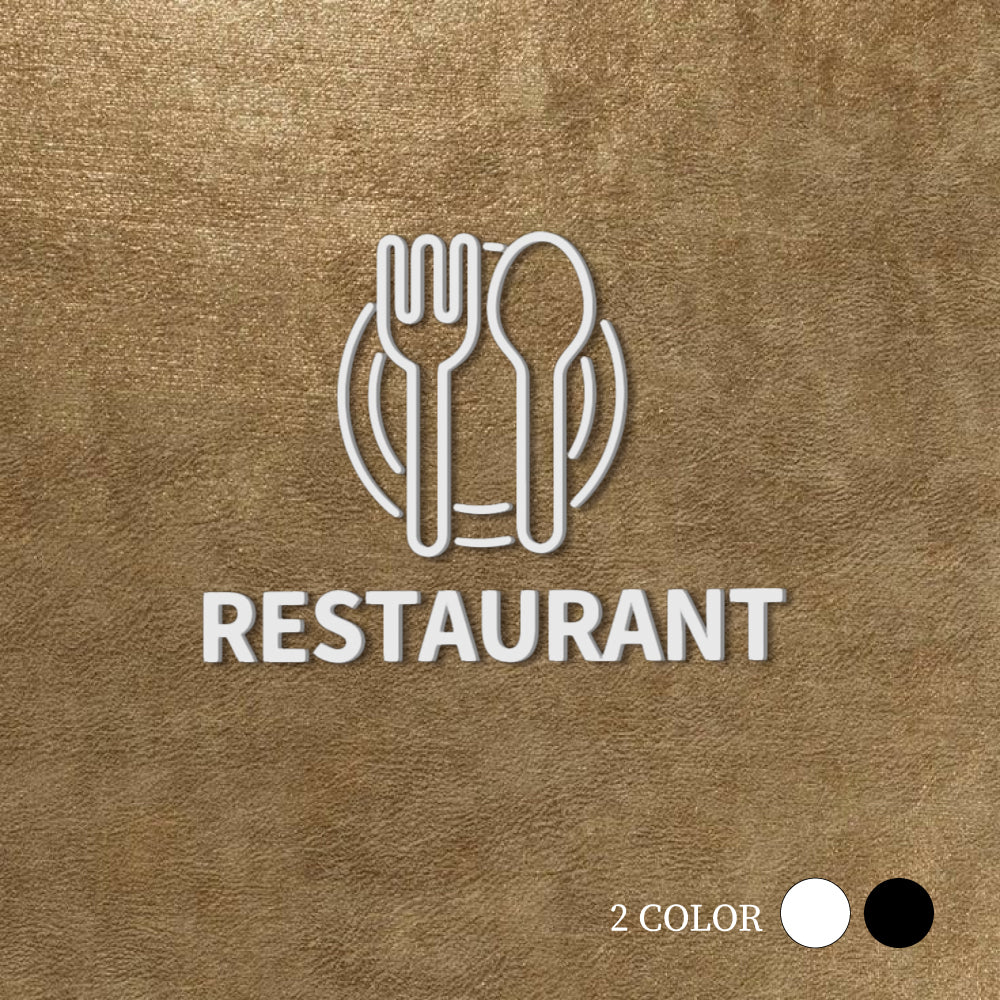 【RESTAURANT】ピクトサイン オシャレ 店舗 ショップ用 アクリル製 サイン表示 マーク プレート ド アプレート 雑貨洗面所 ドア おしゃれ サイン ピクトグラム サインプレート オフィス レストラン PICSGN-L-10
