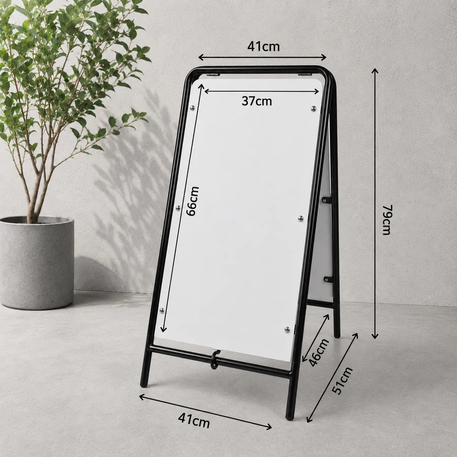 日本製 屋内用 折り畳み型 スチール製A型スタンド掲示板 H790mm AISR-790