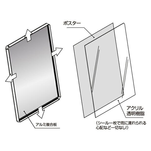 LED看板 片面A型パネル看板 店舗看板 看板 W640×H1225mm ブラック/シルバー 屋外対応 A1サイズ A型看板 LEDパネル グリップ式 立て看板 ポスター看板 ポスタースタンド alp-a1s
