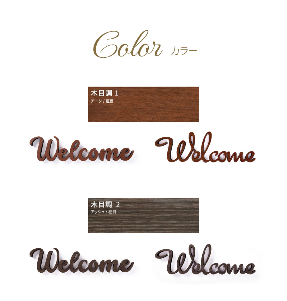 筆記体切り文字 Welcome 店舗 ルームサイン ドアサイン ドアプレート 自立型卓上サイン 表札 室札 おしゃれ STWD-1