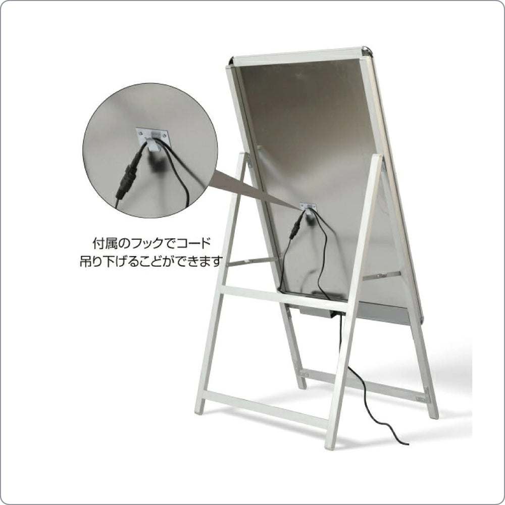 LED看板 片面A型パネル看板 店舗看板 看板 W640×H1225mm ブラック/シルバー 屋外対応 A1サイズ A型看板 LEDパネル グリップ式 立て看板 ポスター看板 ポスタースタンド alp-a1s