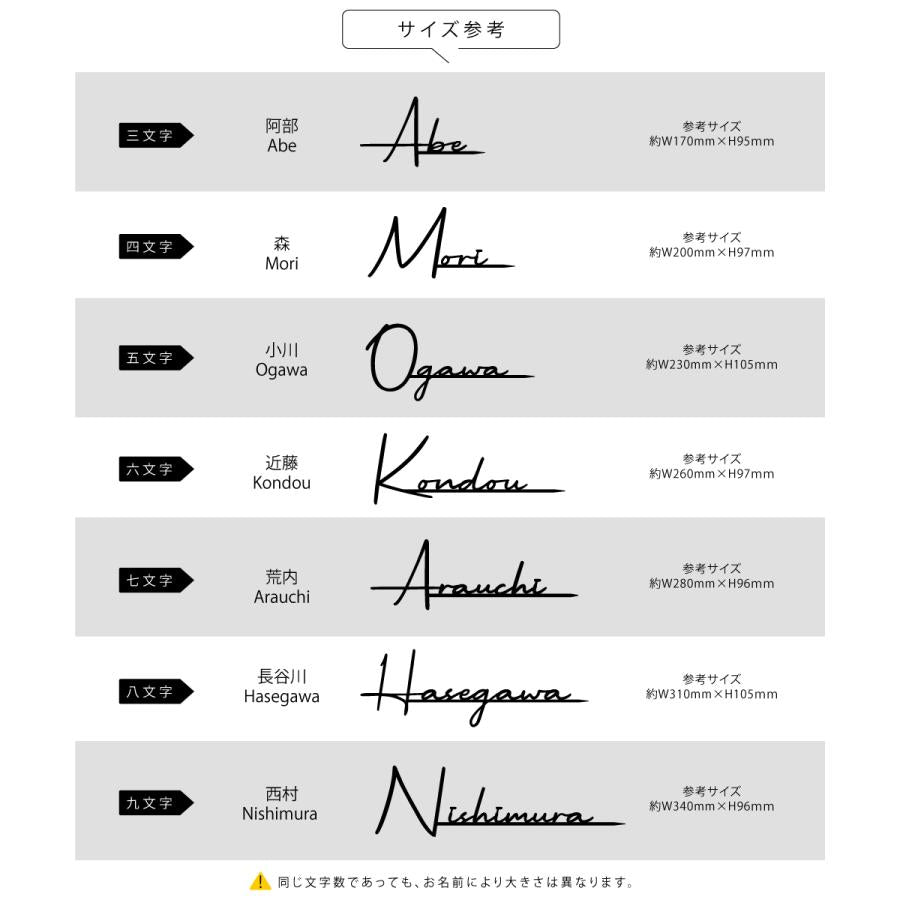 立体アルミ製 筆記体 切り文字 表札 玄関 おしゃれ オーダーメイド リフォーム 門柱 コンパクト 取り付け 戸建 店舗 機能門柱 gs-nmpl-1077