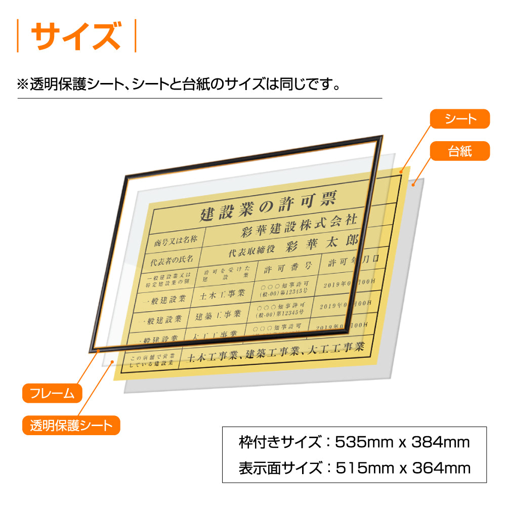 2025年4月からの【新様式対応】宅地建物取引業者票 改正 約W535mm×H384mm 店舗 不動産 法定看板 法令許可票 金看板 h-00009