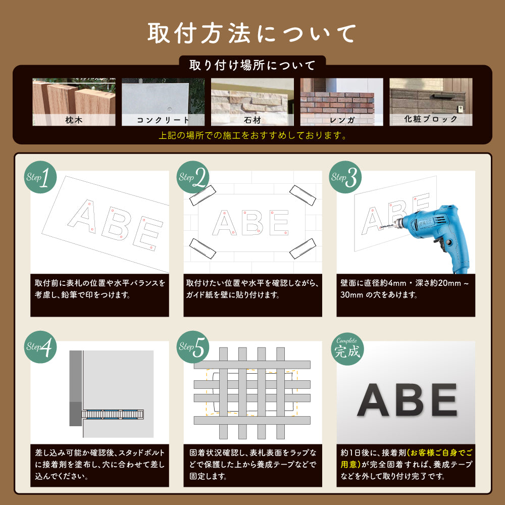 表札 ステンレス 英数字 店舗看板DIY 戸建 切り文字 おしゃれ マンション看板 番地プレート DIY ルームナンバー 番地 筆記体 手書き風 住所入り sh-s0009