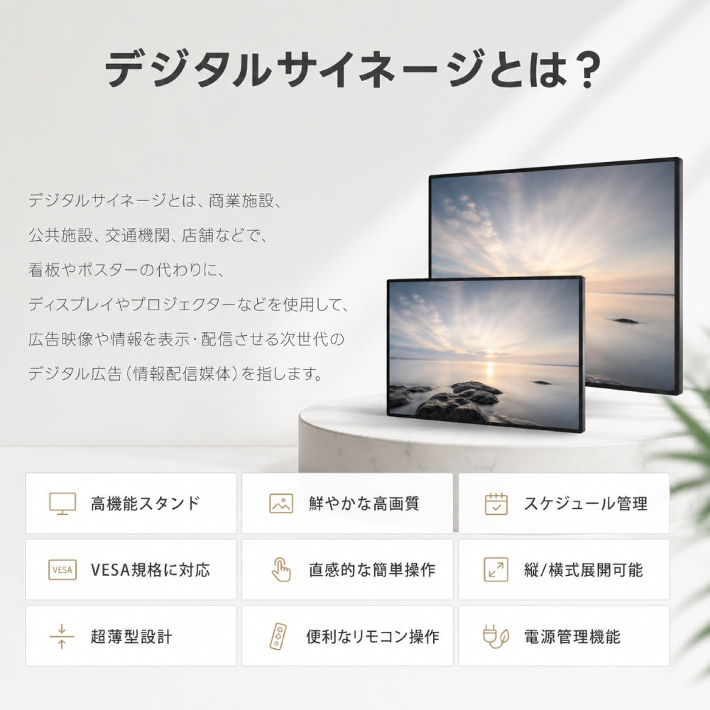 デジタルサイネージ 32V 43V 移動式スタンドセット 縦横両用 2K高画質 IPS 350cd/m² 24時間稼働 キャスター付き 店舗用電子看板 dsns-sj04