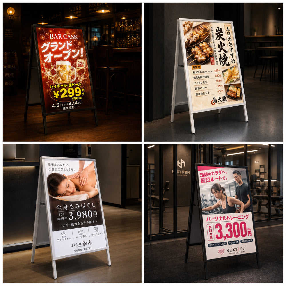 看板 LED A型スタンド看板 A1 両面 高輝度3000lux 差し込み式 電飾看板 案内板 メニューボード ブラック ホワイト f-led-pu-a1d