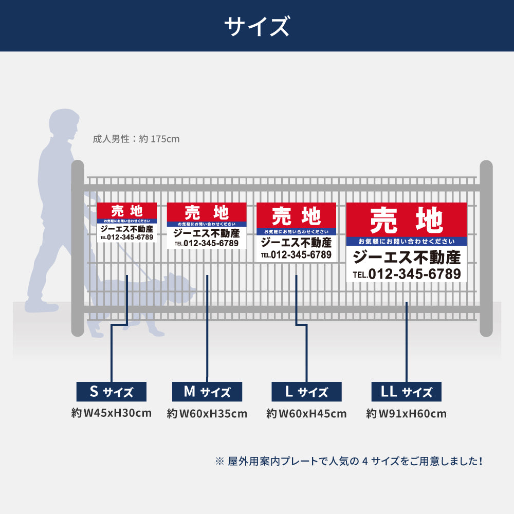 【社名・電話番号入れ対応】「売地」 不動産 管理看板 募集看板  広告 契約 会社 お店 店舗 電話番号 売物件 新築 売地看板 fds-06