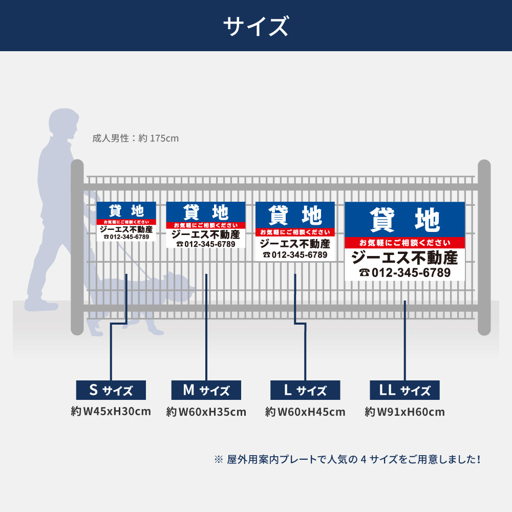 【社名・電話番号入れ対応】「貸地」 不動産 管理看板 募集看板  広告 契約 会社 お店 店舗 電話番号 売物件 新築 売地看板 fds-16