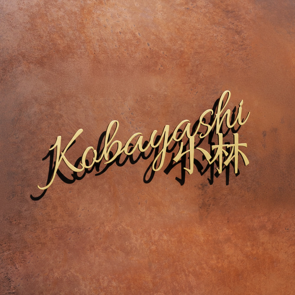 日本製 表札 ステンレス おしゃれ 戸建て アイアン【漢字と英字アルファベットの２つを併記】戸建て 英字 漢字 ホームサイン リフォーム 戸建 一軒家 表札 漢字 ローマ字 sus-06