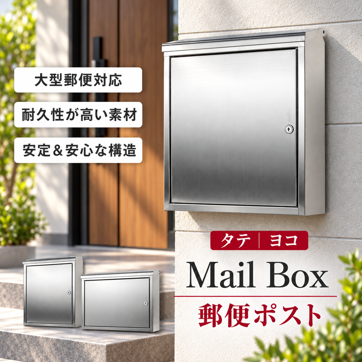 郵便受け ポスト ステンレス製 壁掛け 鍵付き 大型 トップローディング さびにくい メールボックス mbox