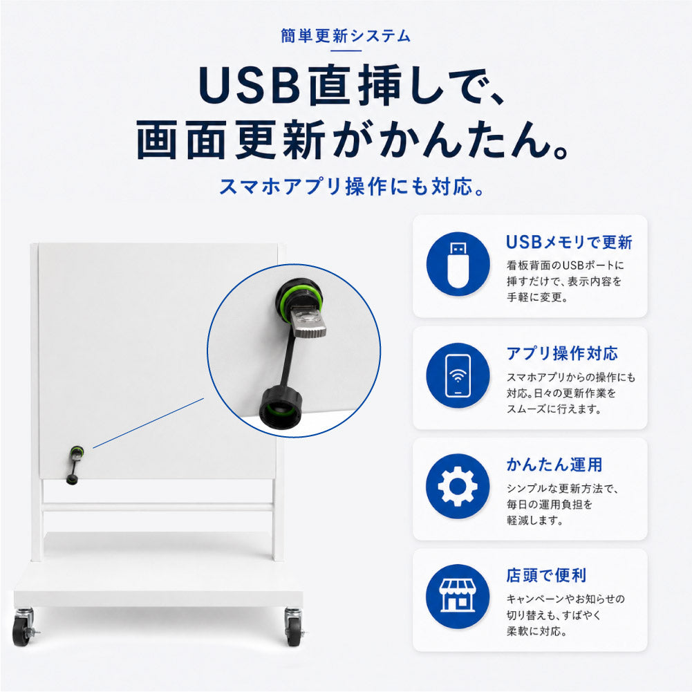 LED ビジョン スタンド看板 自立型 片面 屋外用 USBメモリー 高輝度 防水仕様 ULS-0505-S