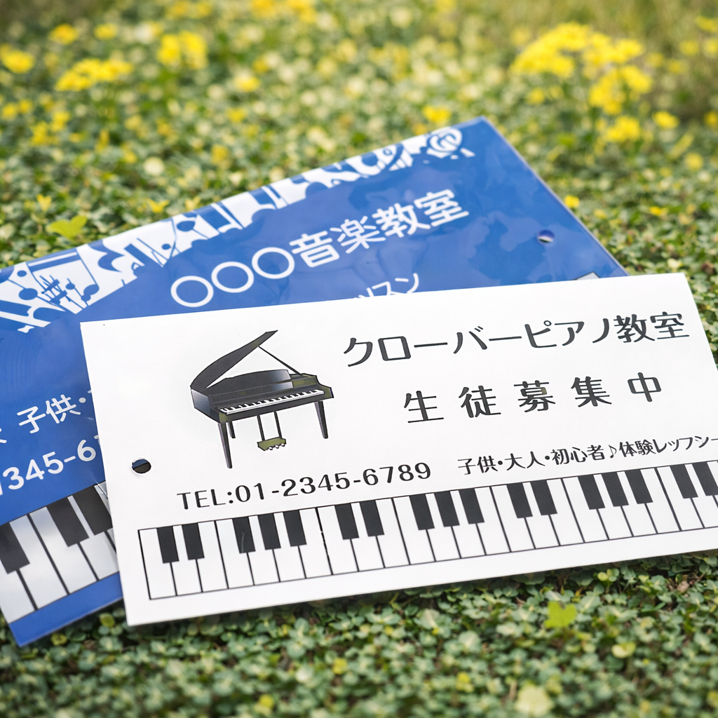 アクリル製 看板 ピアノ教室 化粧ビス付き 習い事看板 ピアノ Piano 選べる【横330×縦150mm、横450×縦200mm】ピアノ看板 音楽 gs-pl102-piano