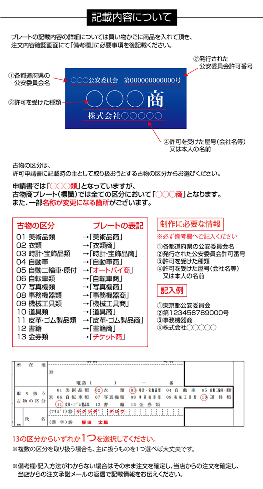 古物商 プレート アクリル製 W160mm×H80mm 青色 壁掛け用穴ありタイプ UV印刷加工 curio-blue-hole