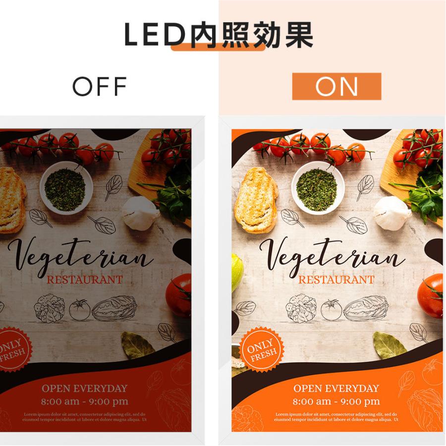 LEDポスターパネル 屋内用 B2 四辺開閉式 シルバー/ブラック W534×H746mm ポスターフレーム LEDパネル ipg2515-b2