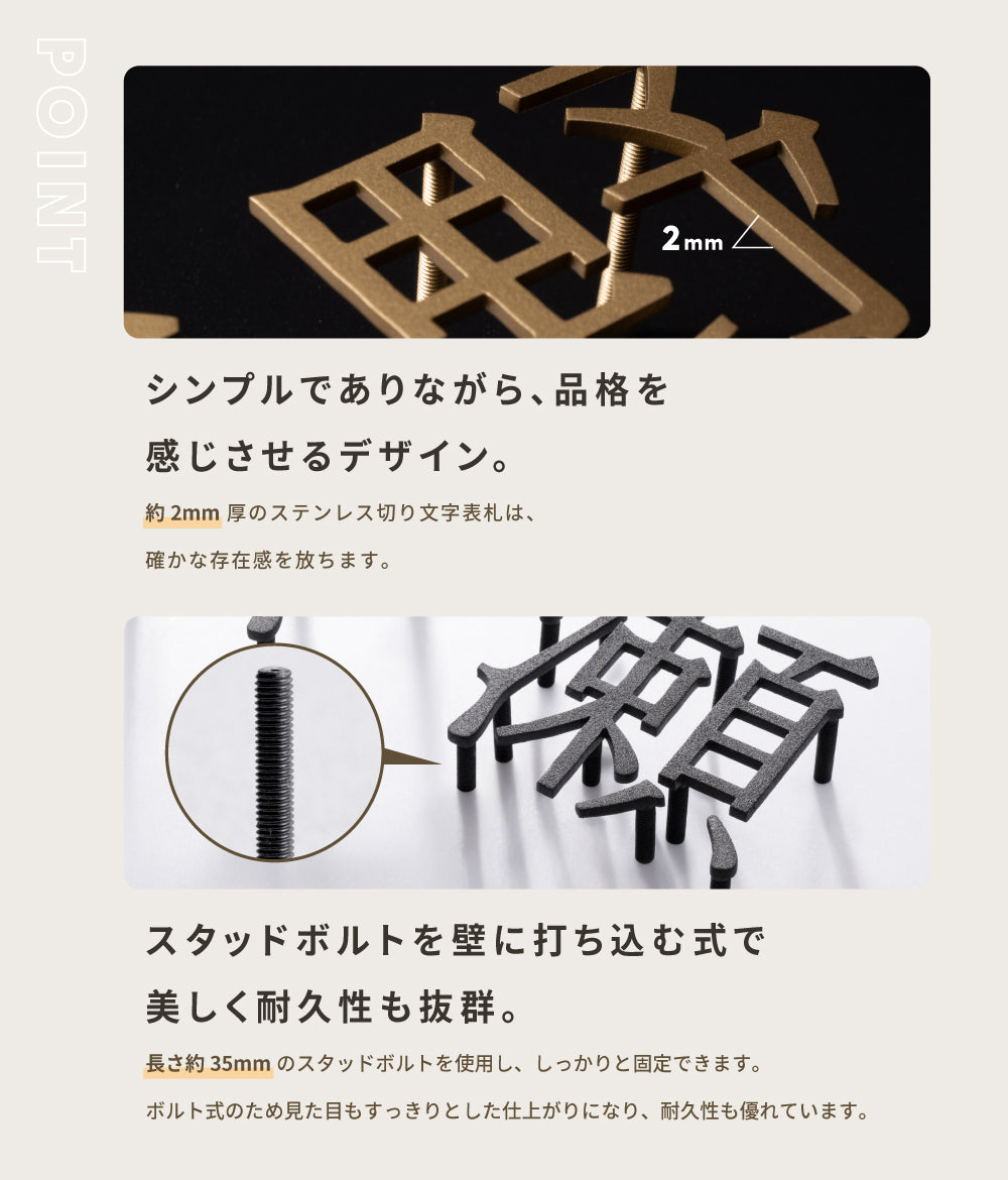 表札 ステンレス 漢字 H50mm〜H75mm 店舗看板 DIY 戸建 表札 ステンレス オーダーメイド 切り文字 ゴールド 門柱 玄関 かっこいい おしゃれ かわいい 小さいサイズ DIY ルームナンバー 番地 筆記体 手書き風 住所だけ sh-s0016