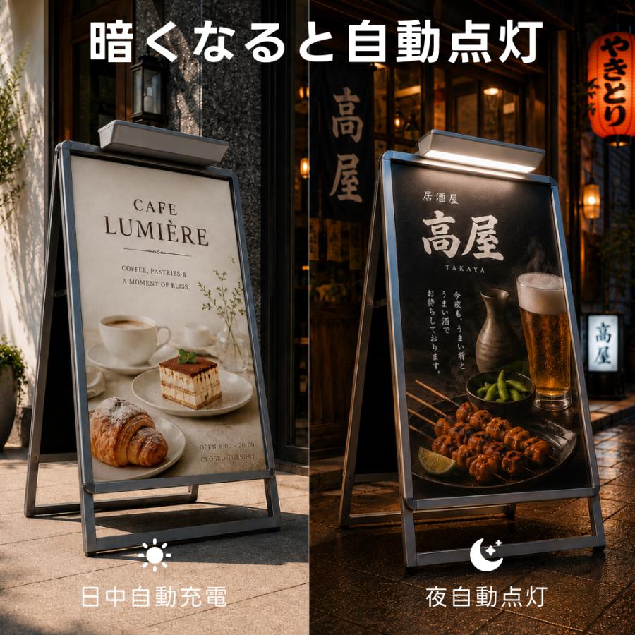 [2点セット]屋外防水仕様 ソーラーライト 看板 28CM 看板スポットライト 看板ライトアップ ソーラー充電 夜間自動点灯 SSL-284