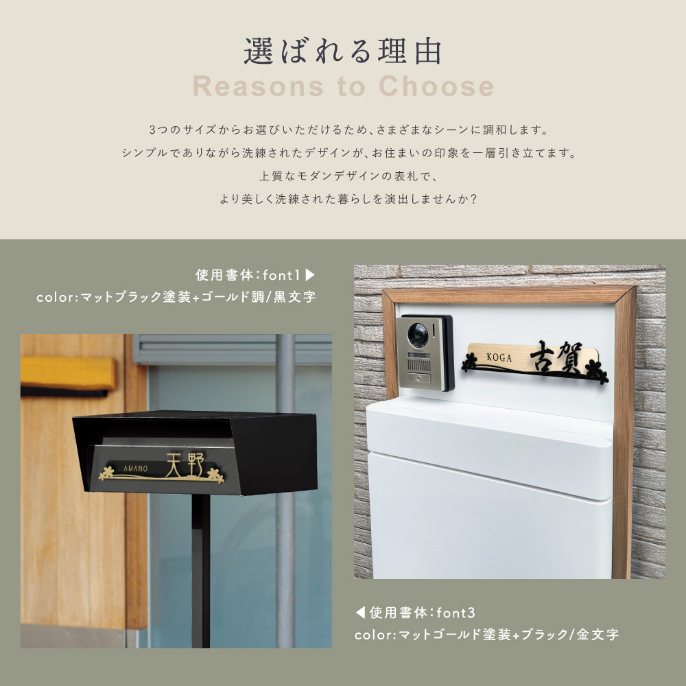 表札 おしゃれ 戸建て アイアン ステンレス表札 オーダーメイド 両面テープ付 番地 戸建 門柱 機能門柱 玄関 sh-s1121