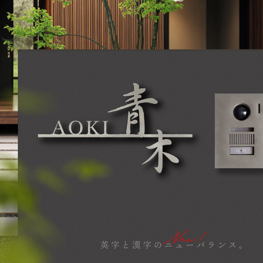 日本製 表札 ステンレス アイアン おしゃれ 戸建て【漢字と英字アルファベットの２つを併記】個人宅 英字 漢字 アルファベット リフォーム 戸建 戸建て 一軒家 表札 漢字 ローマ字 切り文字表札 漢字 sus-42