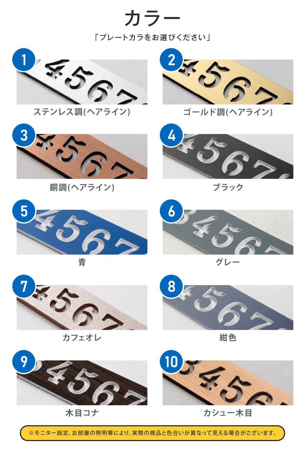 日本製 番地 プレート 表札 ポスト ロッカー ナンバー 門柱 両面テープ S～L 10色 部屋番号 屋外対応 アクリル 数字  xg-27