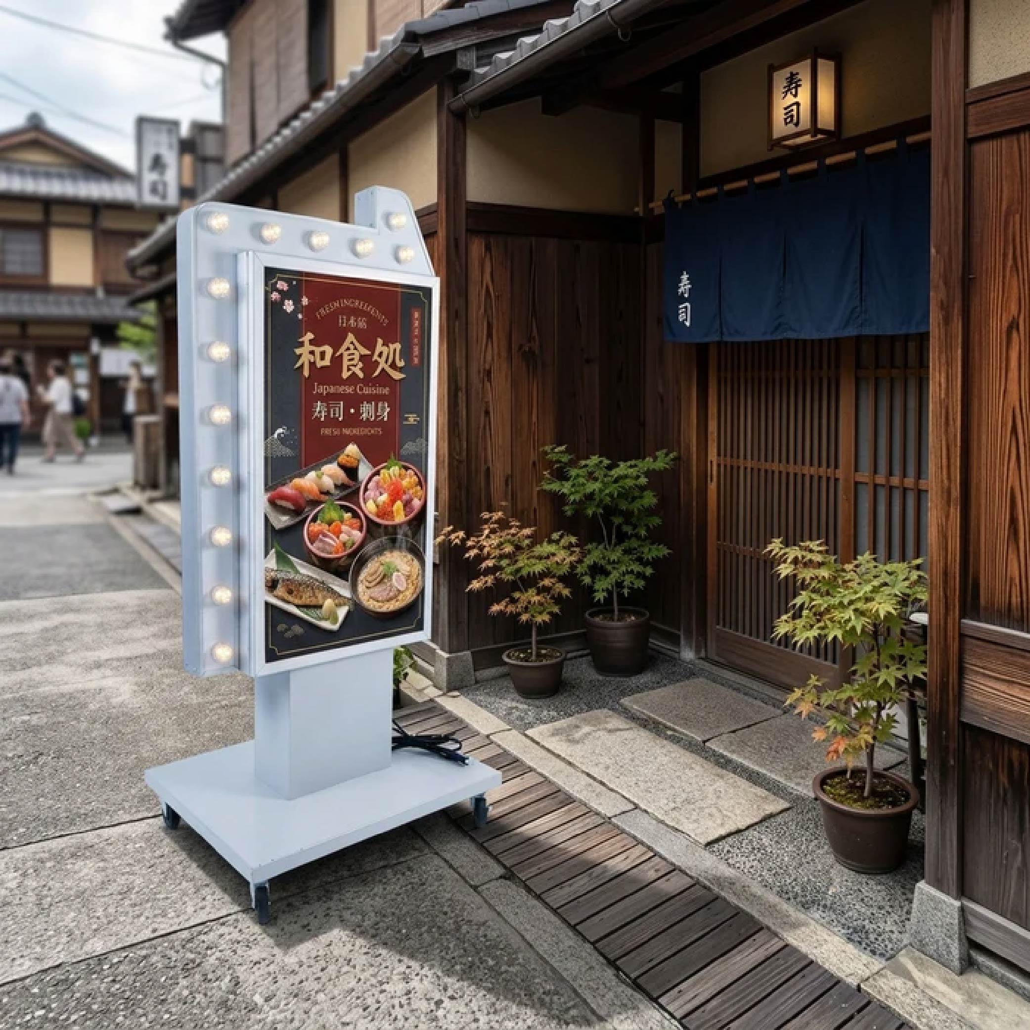 LED矢印点滅電飾看板 電飾スタンド看板 両面表示 高さ1500mm 看板 店舗用看板 LED照明付き 屋外用 スタンド看板 貼り込み式 yds-n1500